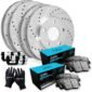 Front Rear Brakes and Rotors Kit |Front Rear Brake Pads| Brake Rotors and Pads| Ceramic Brake Pads and Rotors |fits 2014-2016 Mazda 3/ Mazda Axela, 2014-2016 Mazda 3 Sport